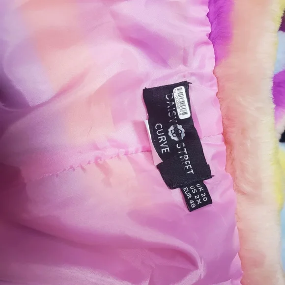 Never worn. Asos daisy street rainbow fur coat 2x - Picture 6 of 7